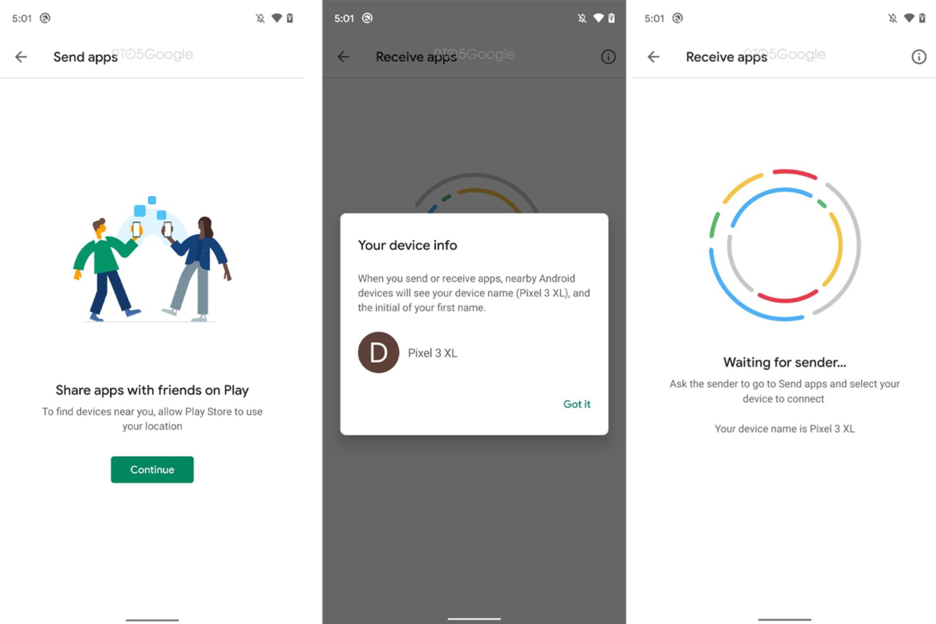 اسکرین شات اشتراک گذاری همتابه همتا / P2P پلی استور گوگل / Play Store