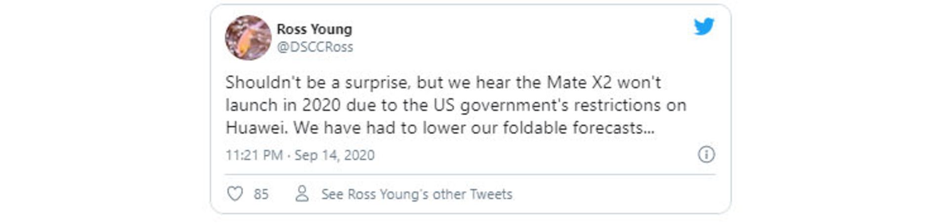 توییت در مورد تاخیر عرضه هواوی میت X2