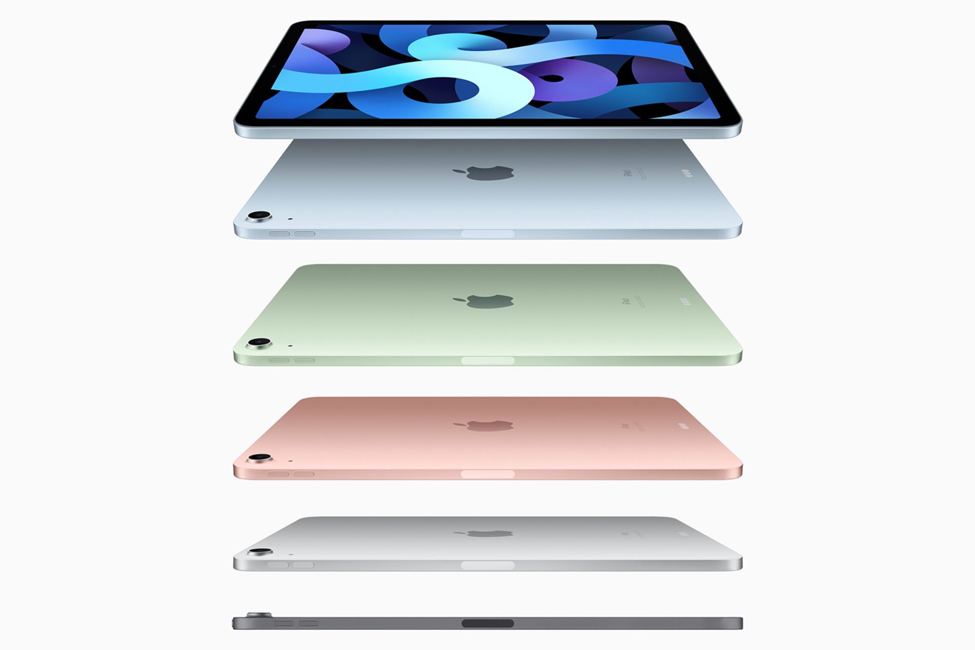 6 دستگاه آیپد ایر 2020 / iPad Air روی هم نمایشگر و پنل پشتی