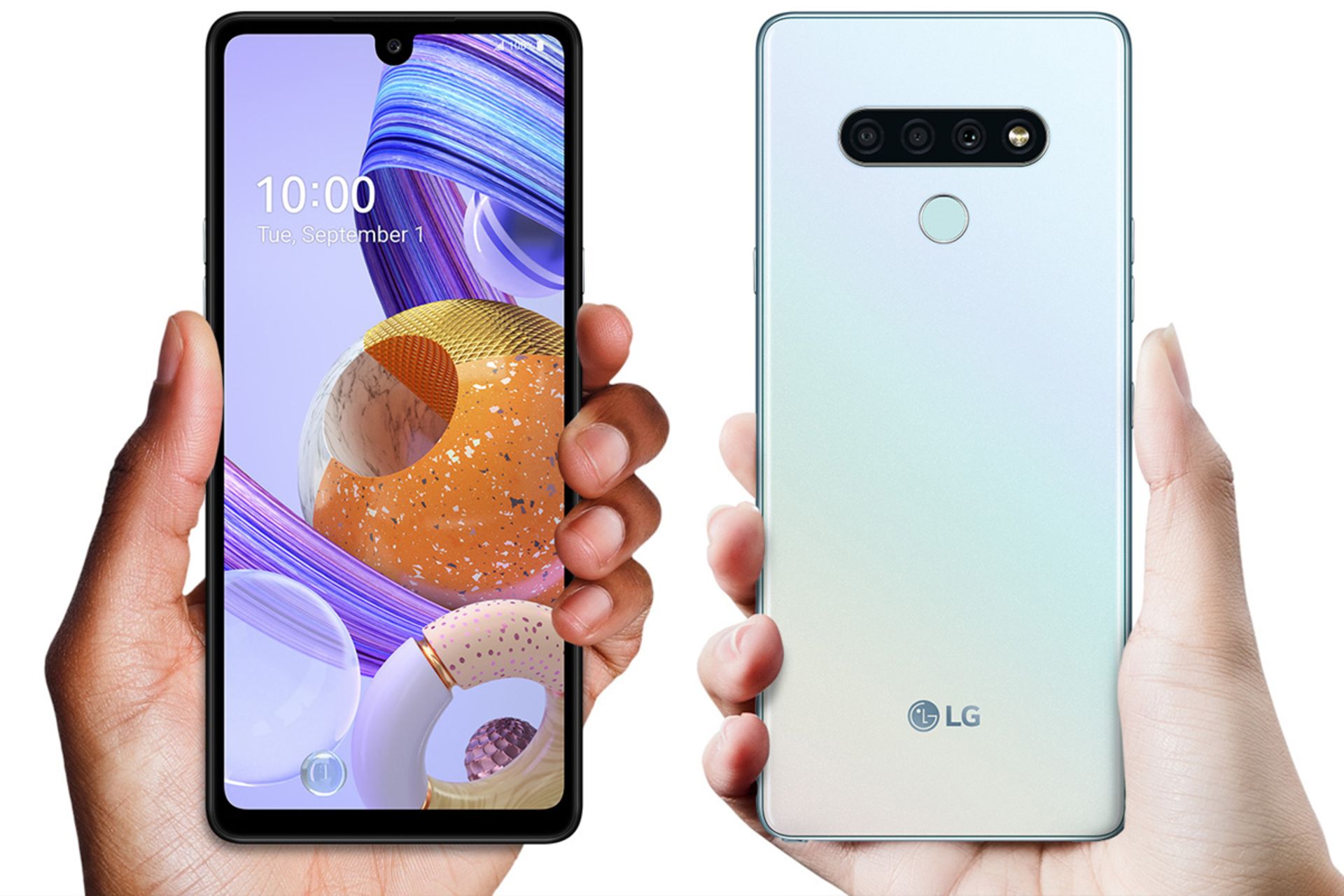نمایشگر و پشت ال جی کی 71 / LG K71 سفید در دست