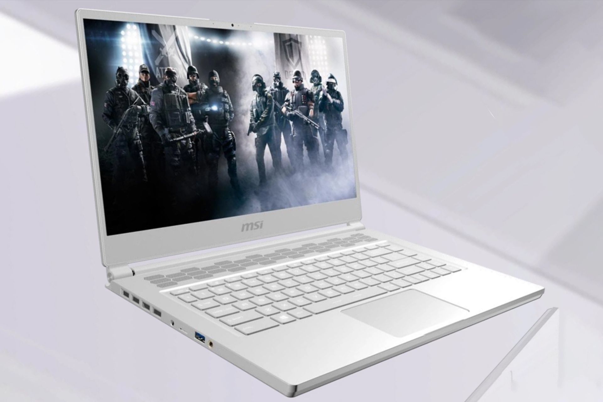 ام اس آی استلث ام 15 / MSI Stealth M15 گیمینگ از نمای سه رخ جلو سفید