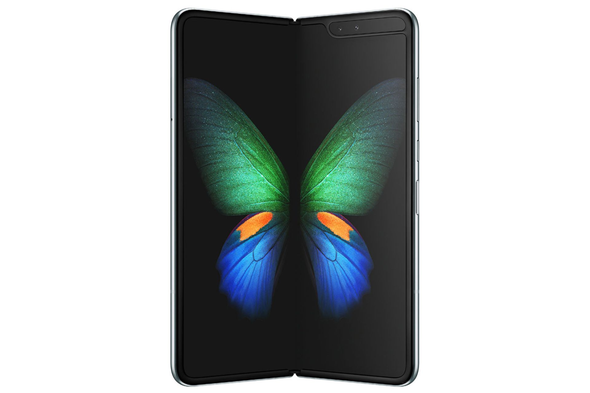 گلکسی فولد سامسونگ / Galaxy Fold نسل اول از نمای جلو درحالت نیم باز