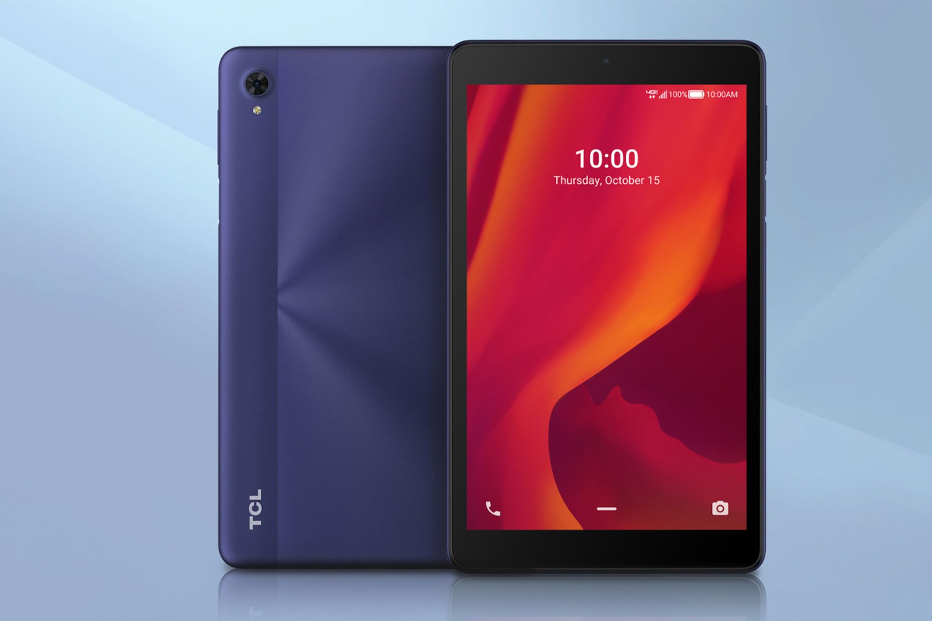 تبلت TCL 10 Tab Mid از نمای جلو و پشت نمایشگر و دوربین