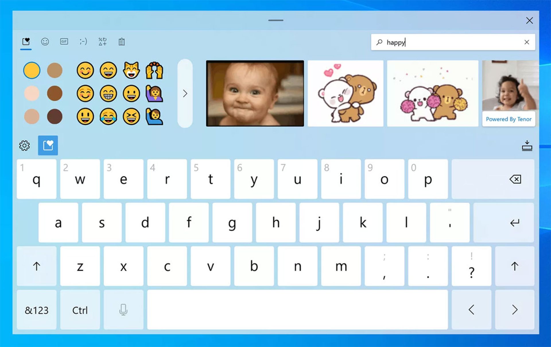 قابلیت GIF و Emoji در کیبورد لمسی جدید ویندوز ۱۰