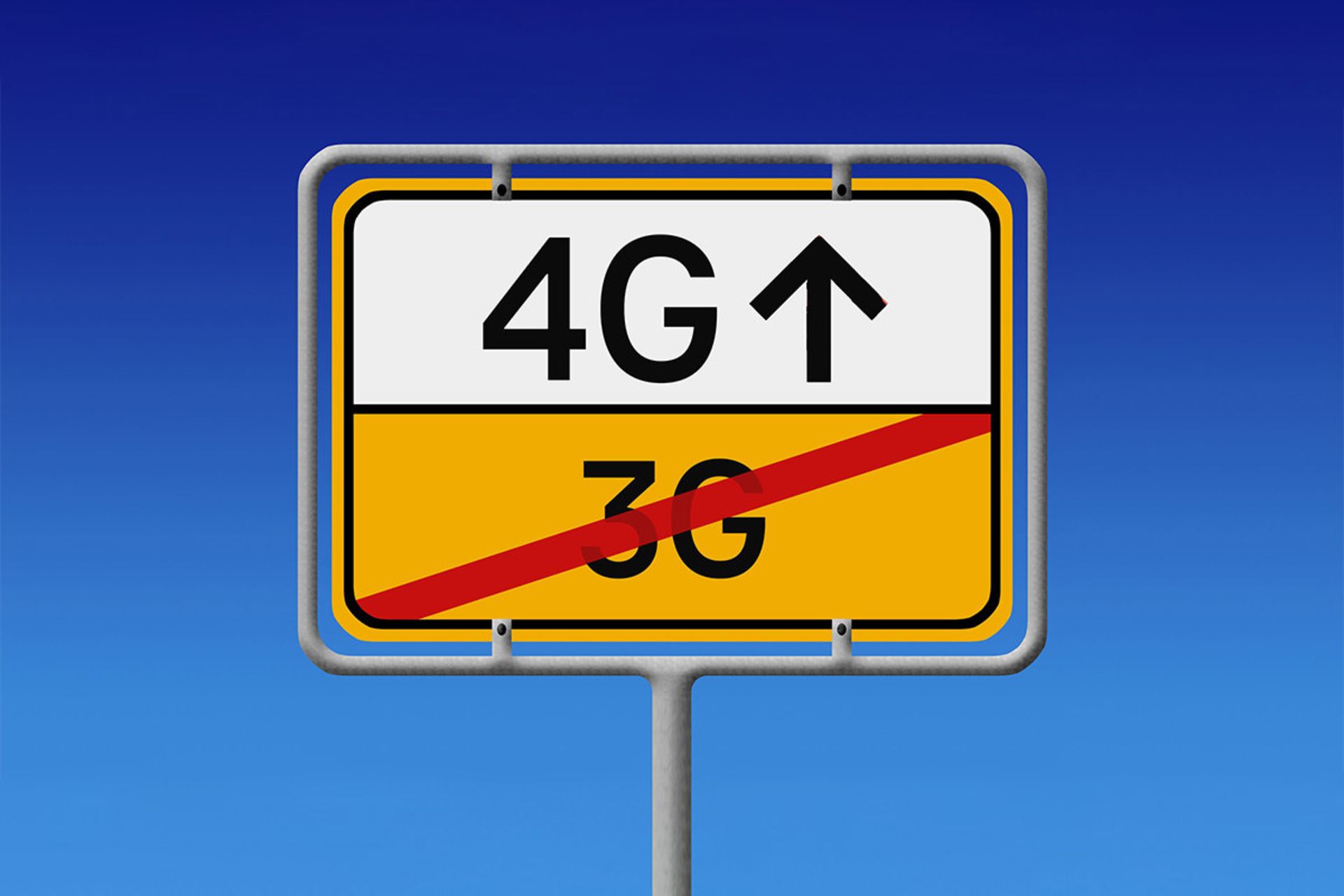 تابلوی جایگزینی 3G با 4G با پشت زمینه آبی