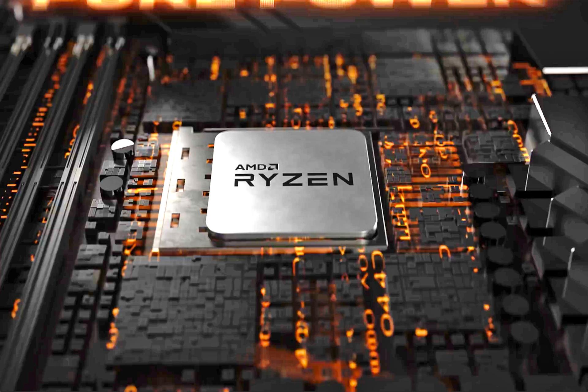 پردازنده رایزن ای ام دی / AMD Ryzen روی مادربرد با قطعات رنگ نارنجی