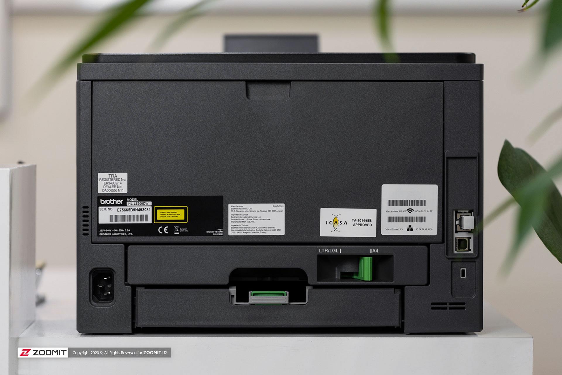پرینتر Brother HL-L5200DW نمای پشت