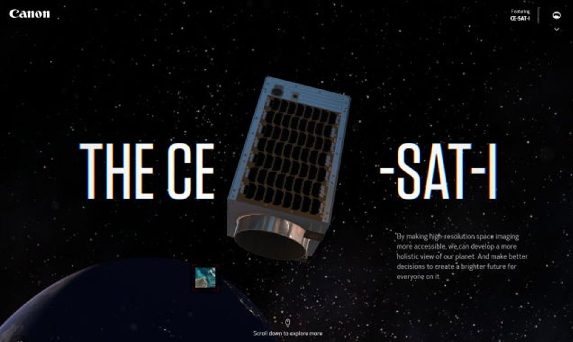 ماهواره CE-SAT-1 کانن در فضا