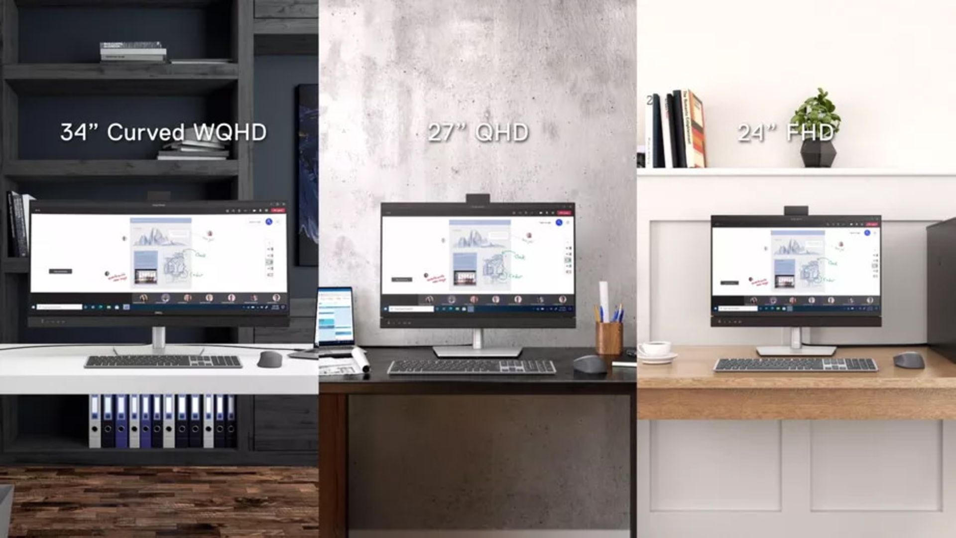 مانیتورهای جدید دل با دکمه مخصوص مایکروسافت تیمز