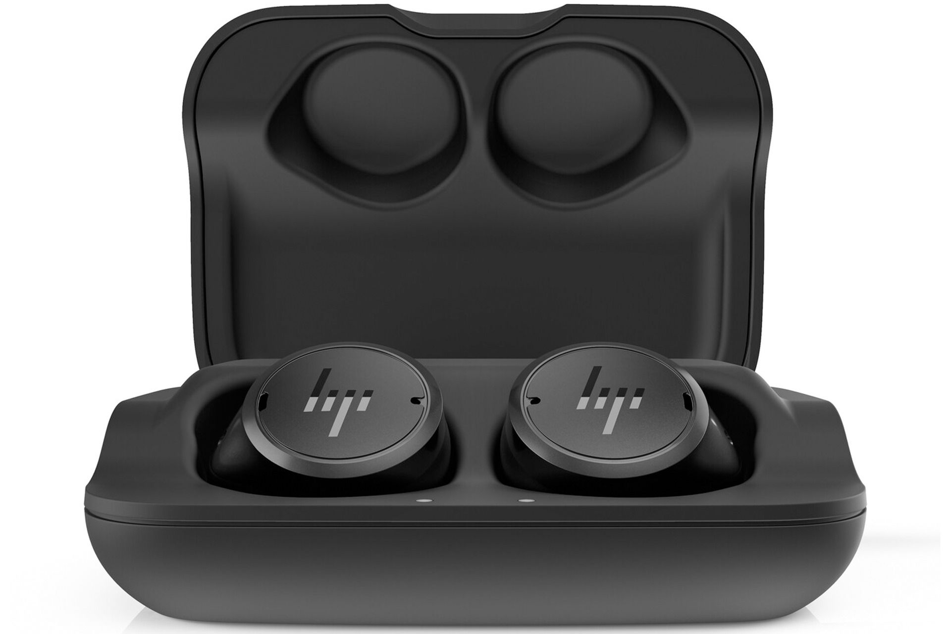 نمای جلو هدفون اچ پی الیت وایرلس ایربادز در کیس شارژ