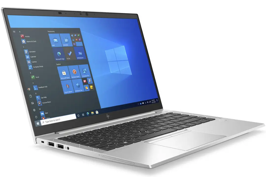 لپ تاپ اچ پی HP Elitebook 840 G8 Aero از سه رخ جلو رنگ نقره ای