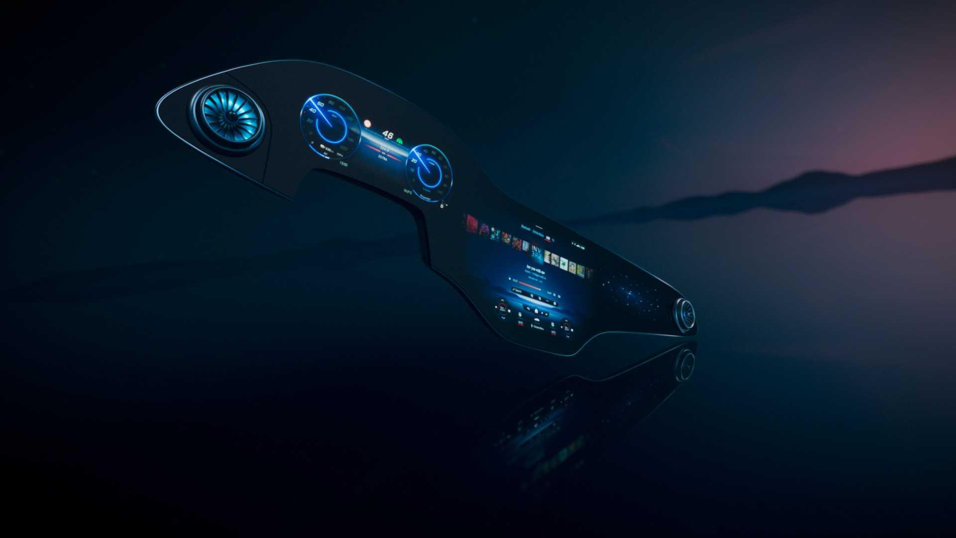 صفحه نمایش هایپراسکرین MBUX مرسدس بنز / Mercedes-Benz EQS EV MBUX Hyperscreen