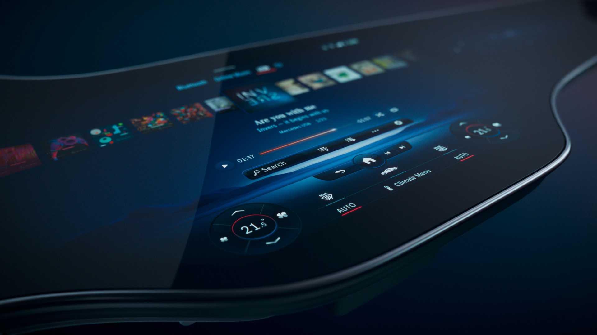 کنترل آب و هوا نمایشگر هایپراسکرین MBUX مرسدس بنز / Mercedes-Benz EQS EV MBUX Hyperscreen