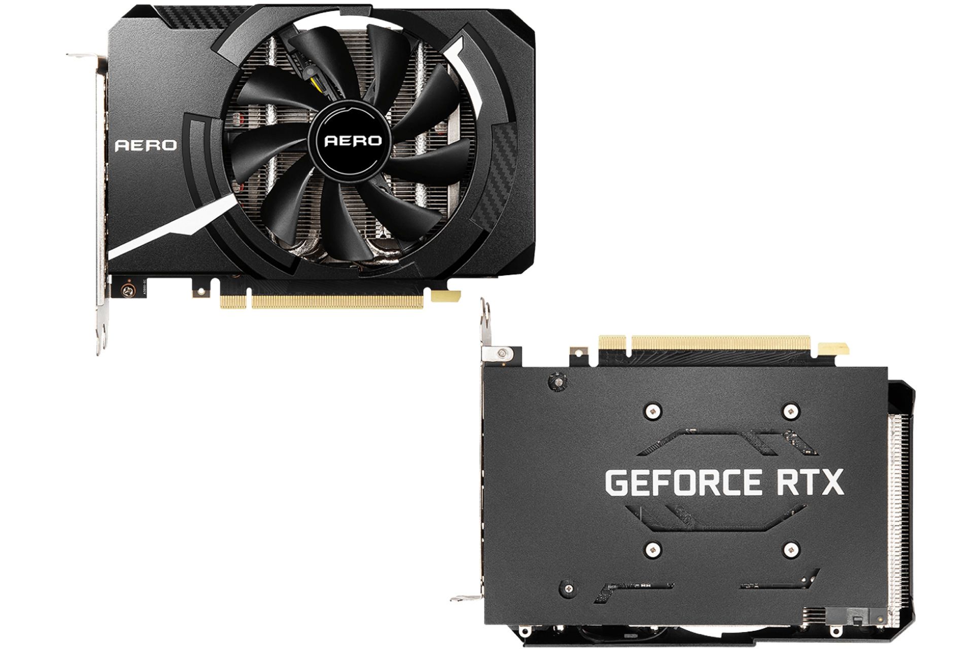 نمای پشت و جلو کارت گرافیک GeForce RTX 3060 Ti Aero ITX
