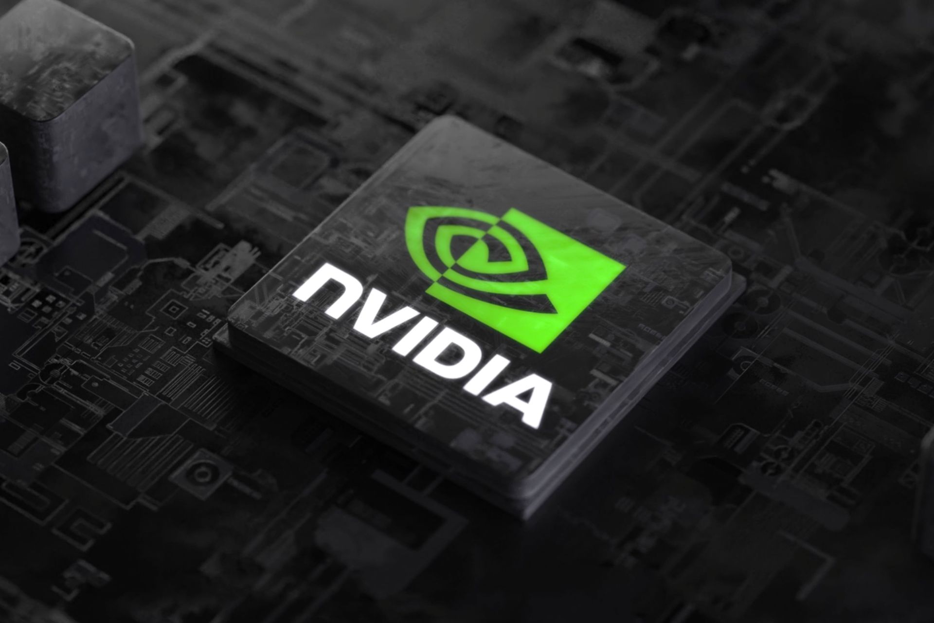 Graphic design of the Nvidia logo on the RTX 3000 laptop class graphics processor