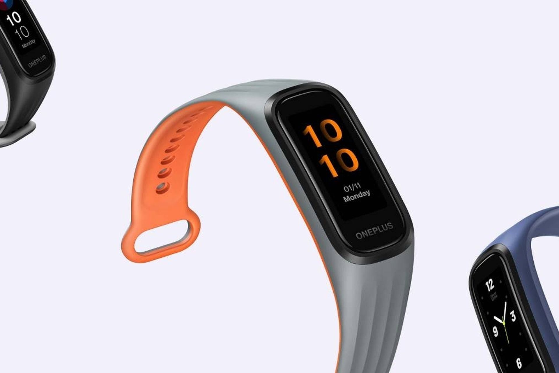 وان پلاس بند / OnePlus Band با بند خاکستری و نارنجی