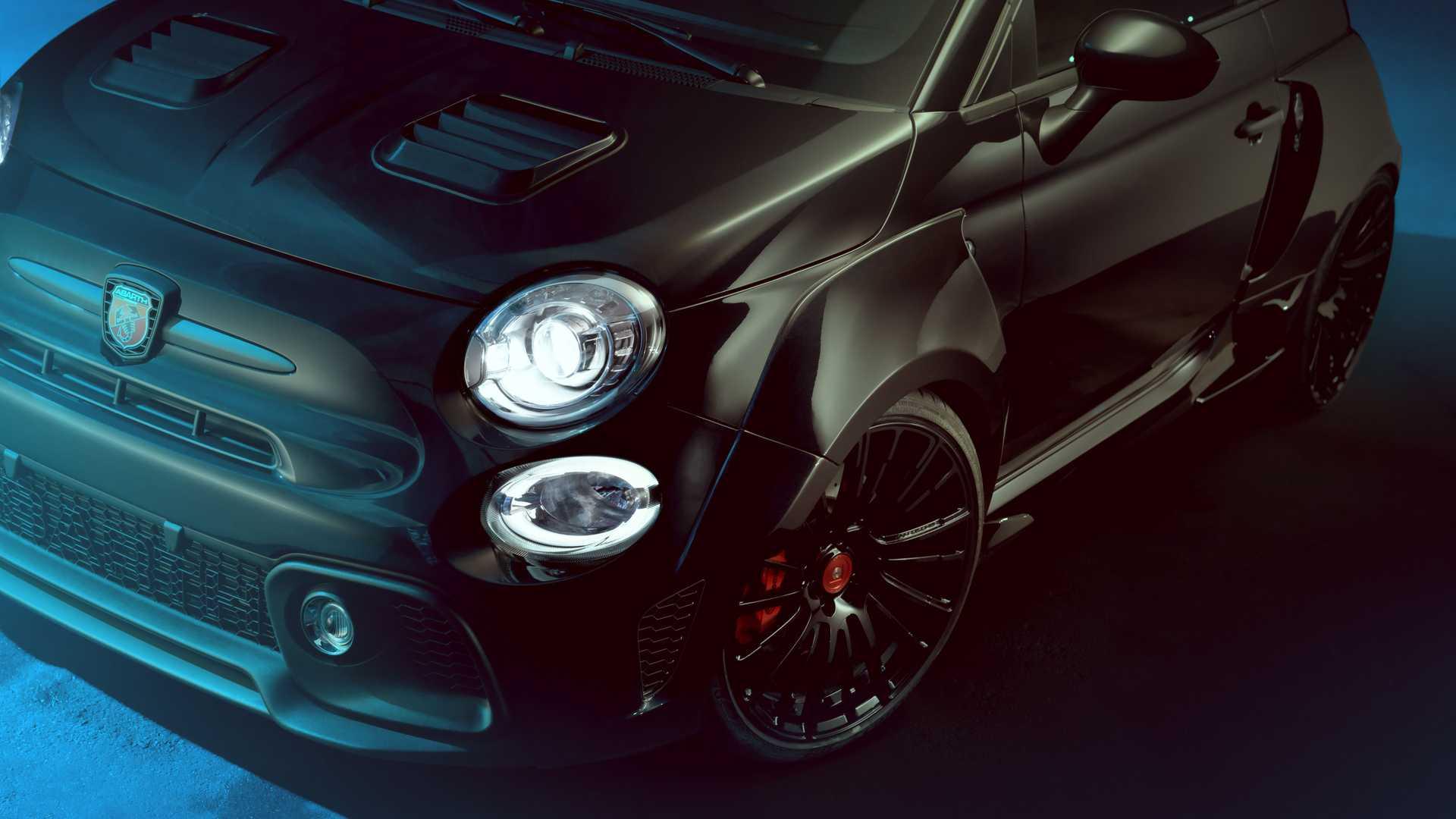 چراغ های جلو هاچ بک فیات آبارت 595 هرکول / Fiat Abarth 595 Hercules سیاه رنگ با تیونینگ پوگیا ریسینگ / Pogea Racing