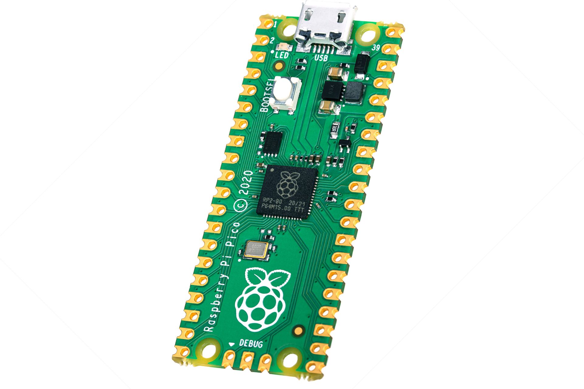 ریزکنترلر رزبری پای پیکو / Raspberry Pi Pico از نمای سه رخ