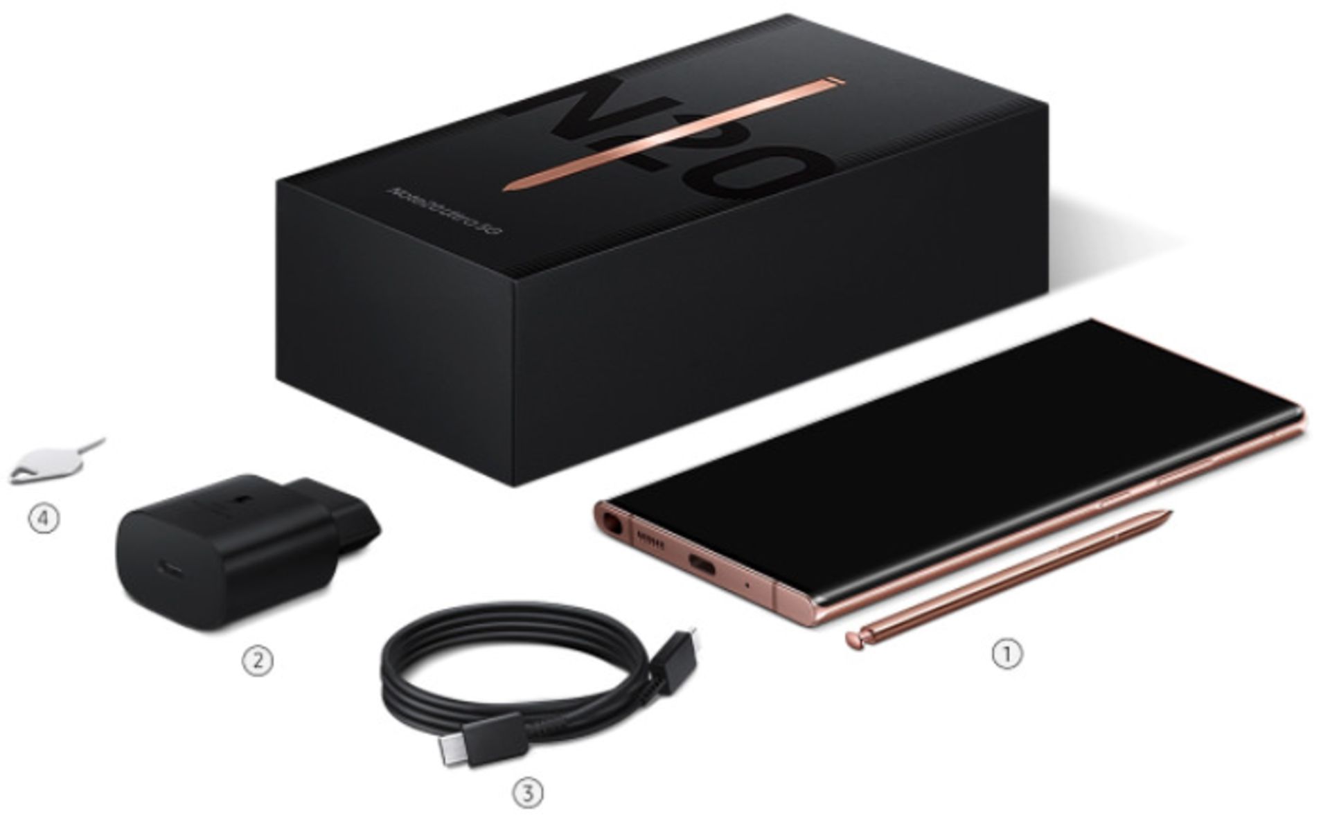 جعبه گلکسی نوت 20 اولترا با شارژر