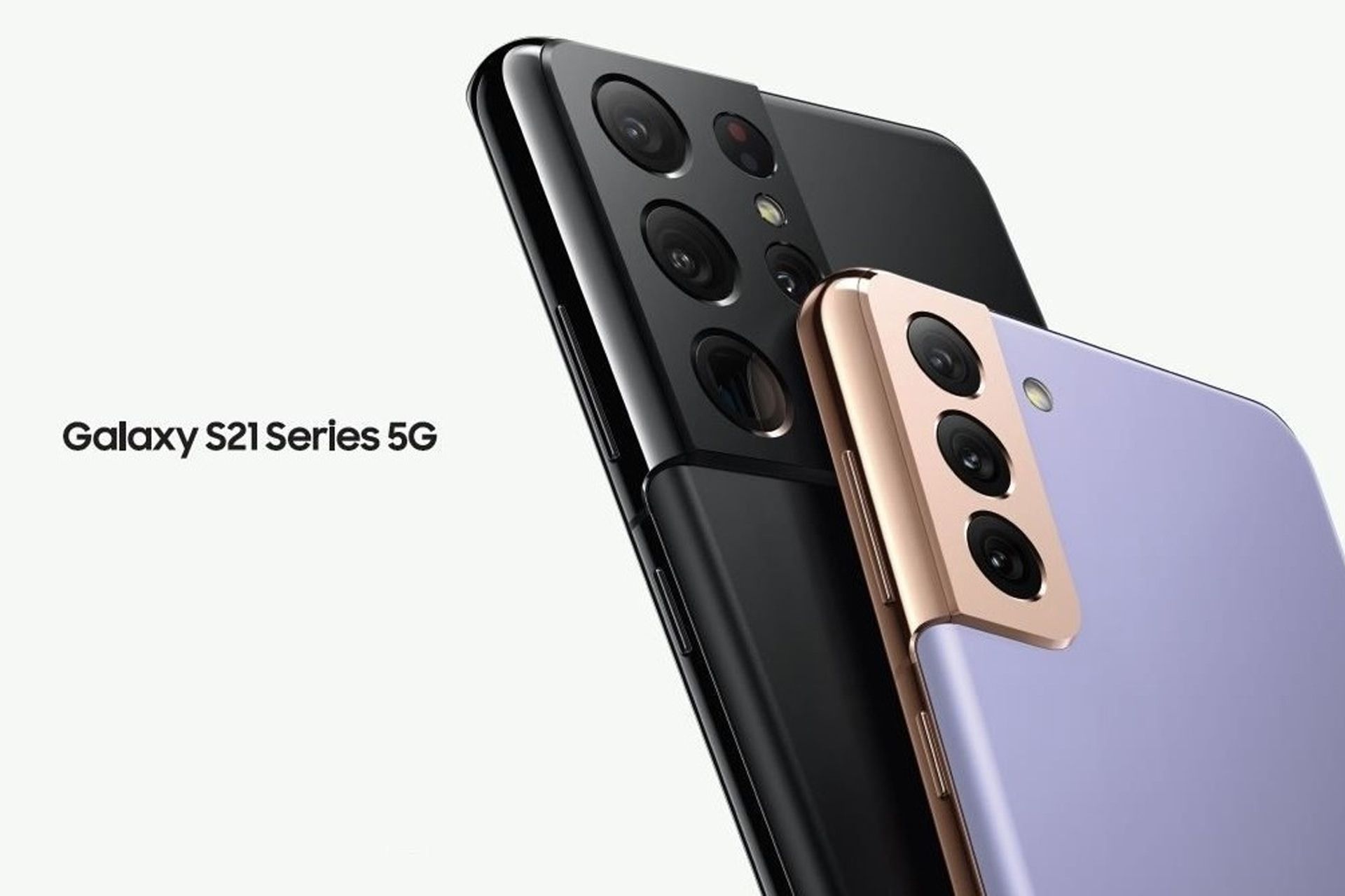 رندر تبلیغاتی رسمی فاش شده خانواده گلکسی اس 21 سامسونگ رنگ بنفش و مشکی