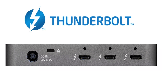 نمای نزدیک پورت های USB Type-C با پشتیبانی از تاندربولت 3.0