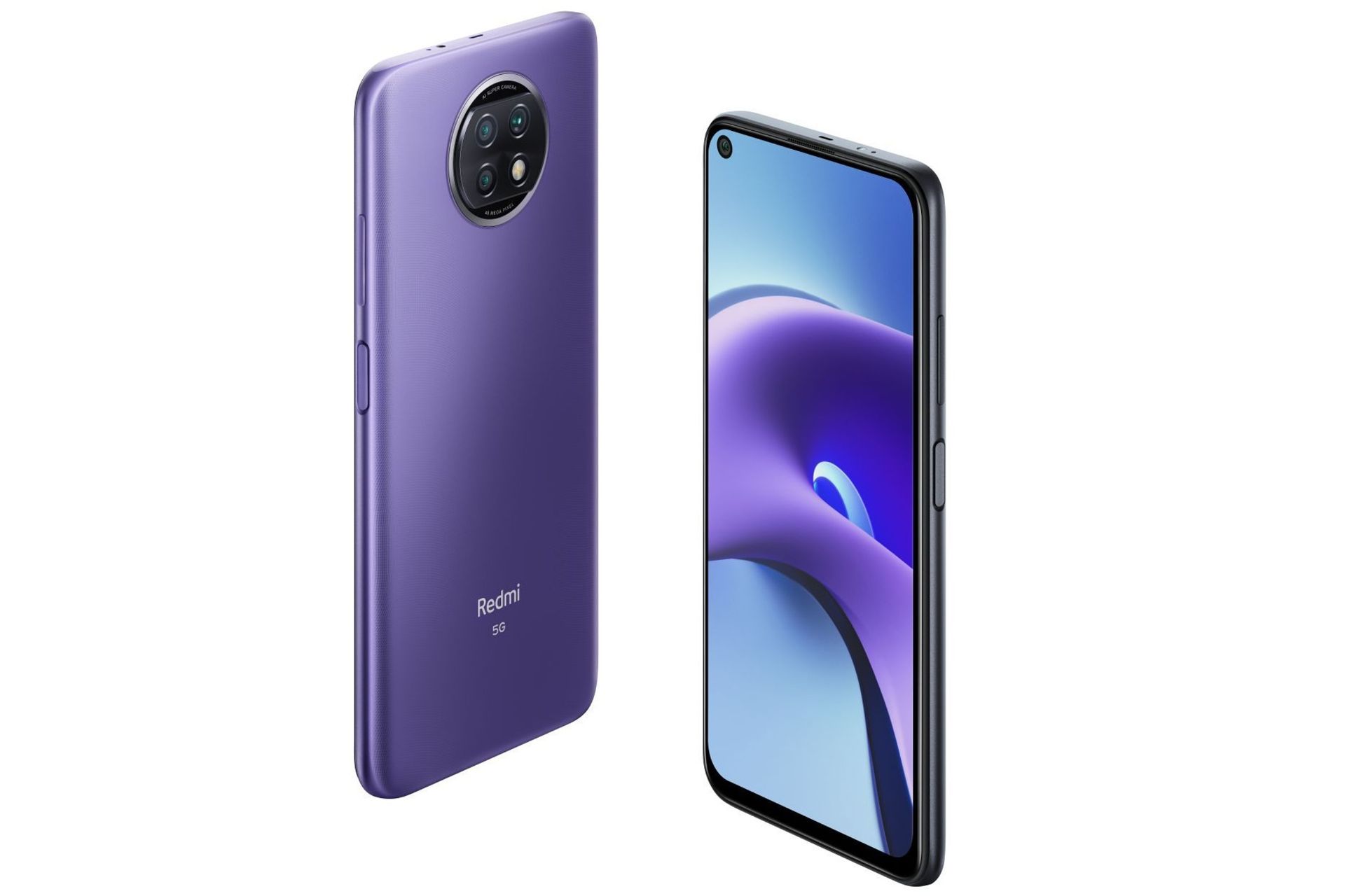 نمای لبه راست ردمی نوت 9 تی 5G با پنل پشتی بنفش