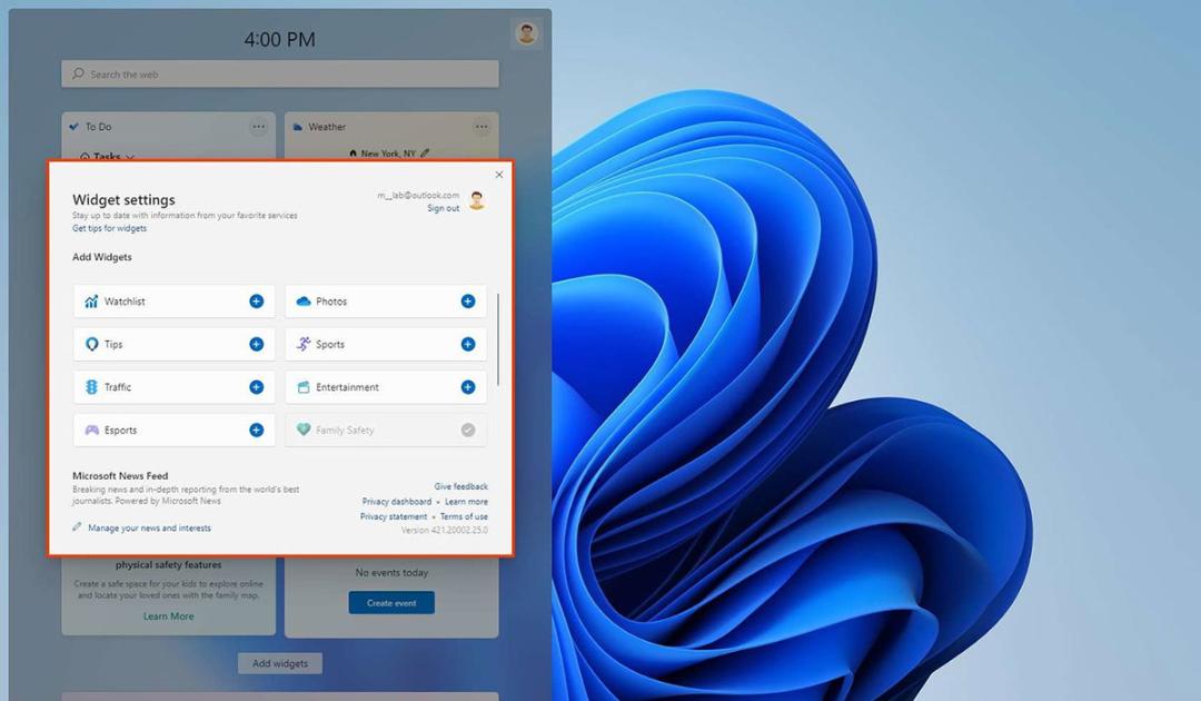 ویجت ویندوز ۱۱