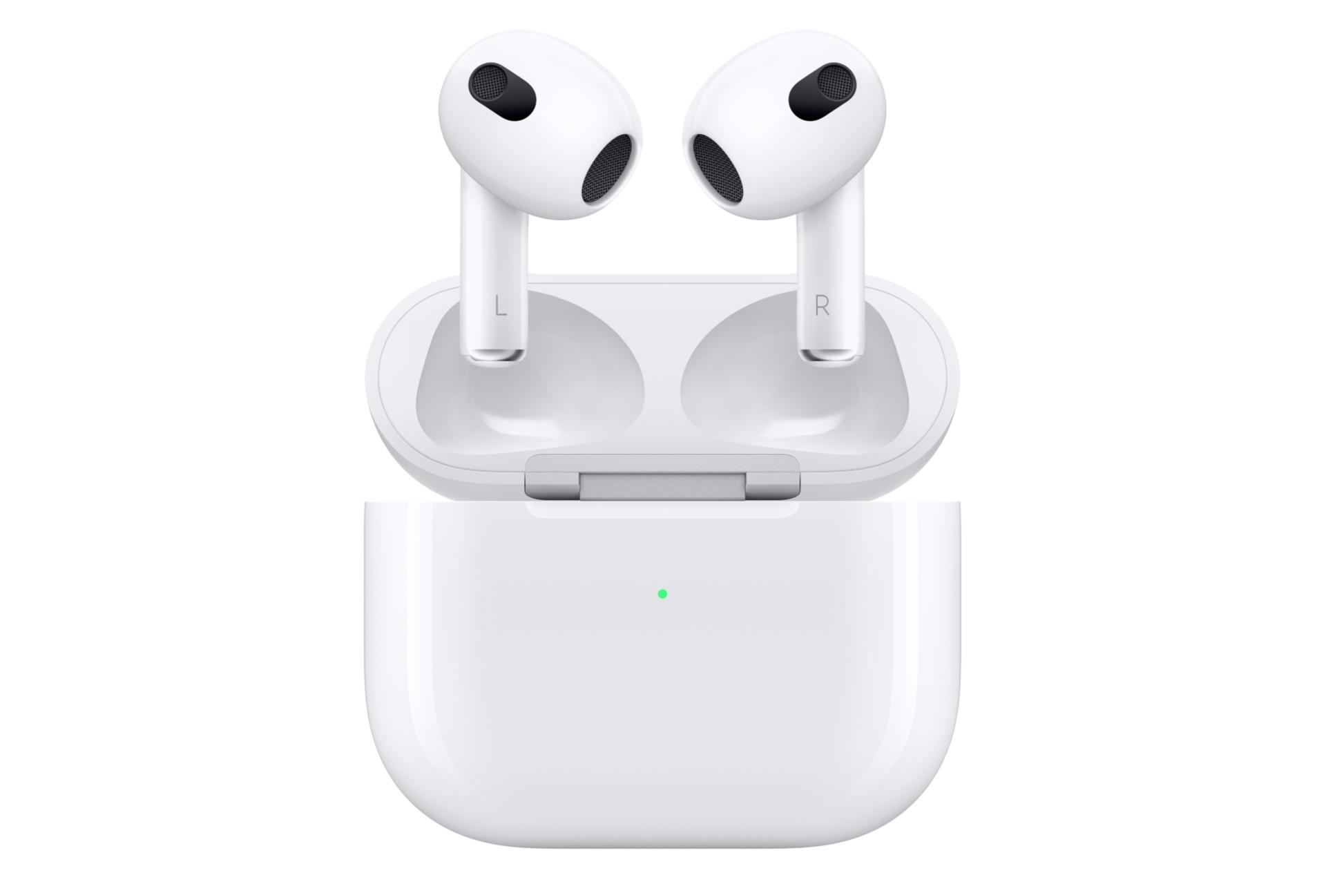 نمای روبرو هدفون بی سیم اپل ایرپاد نسل سوم / Apple AirPods 3rd Generation