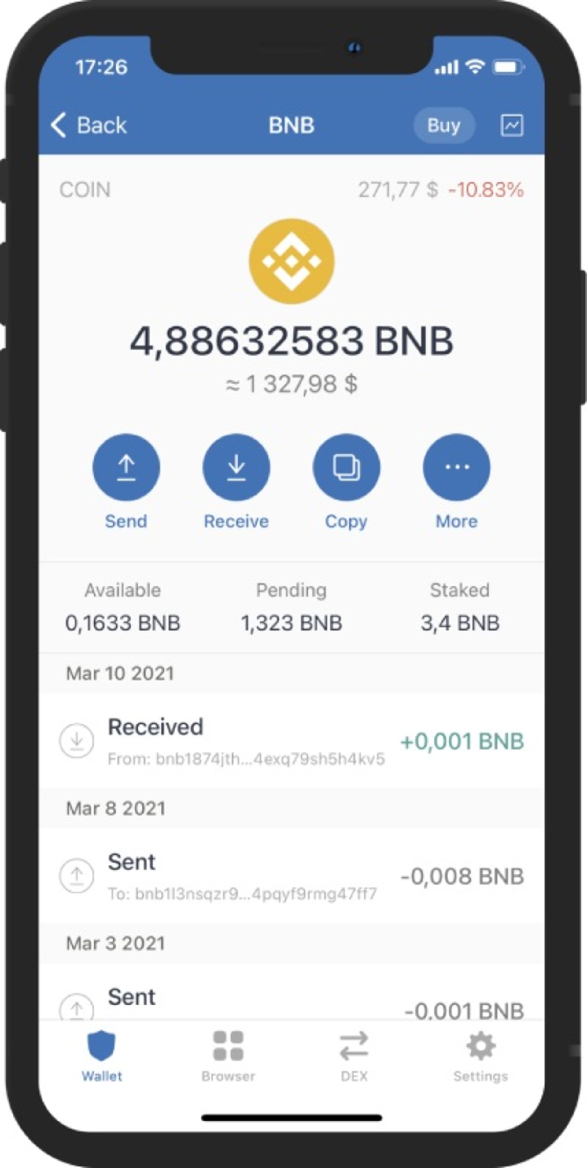 استیک BNB در تراست ولت