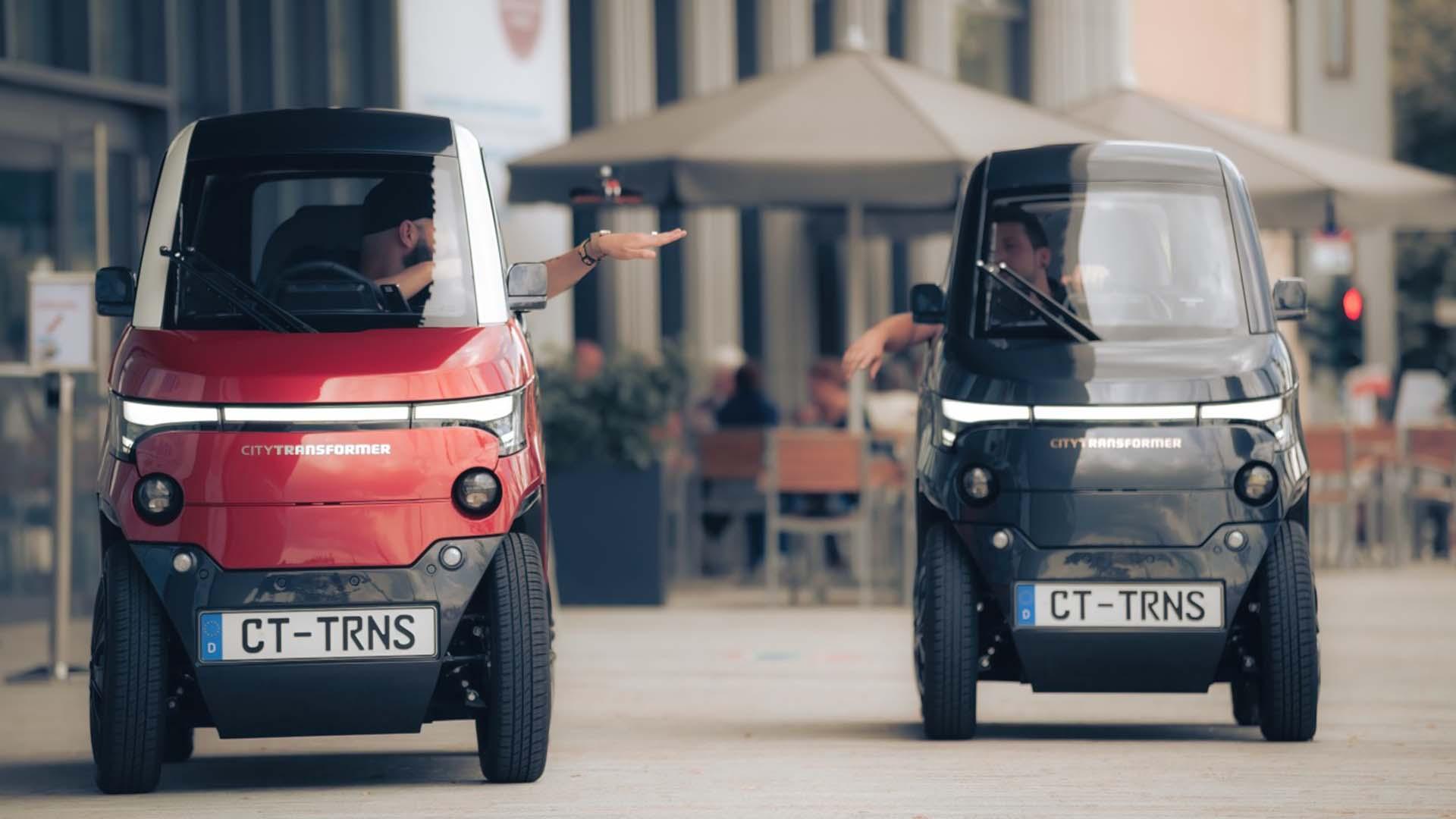 خودروی الکتریکی کوچک سیتی ترانسفورمر / City Transformer microcar قرمز و سیاه رنگ
