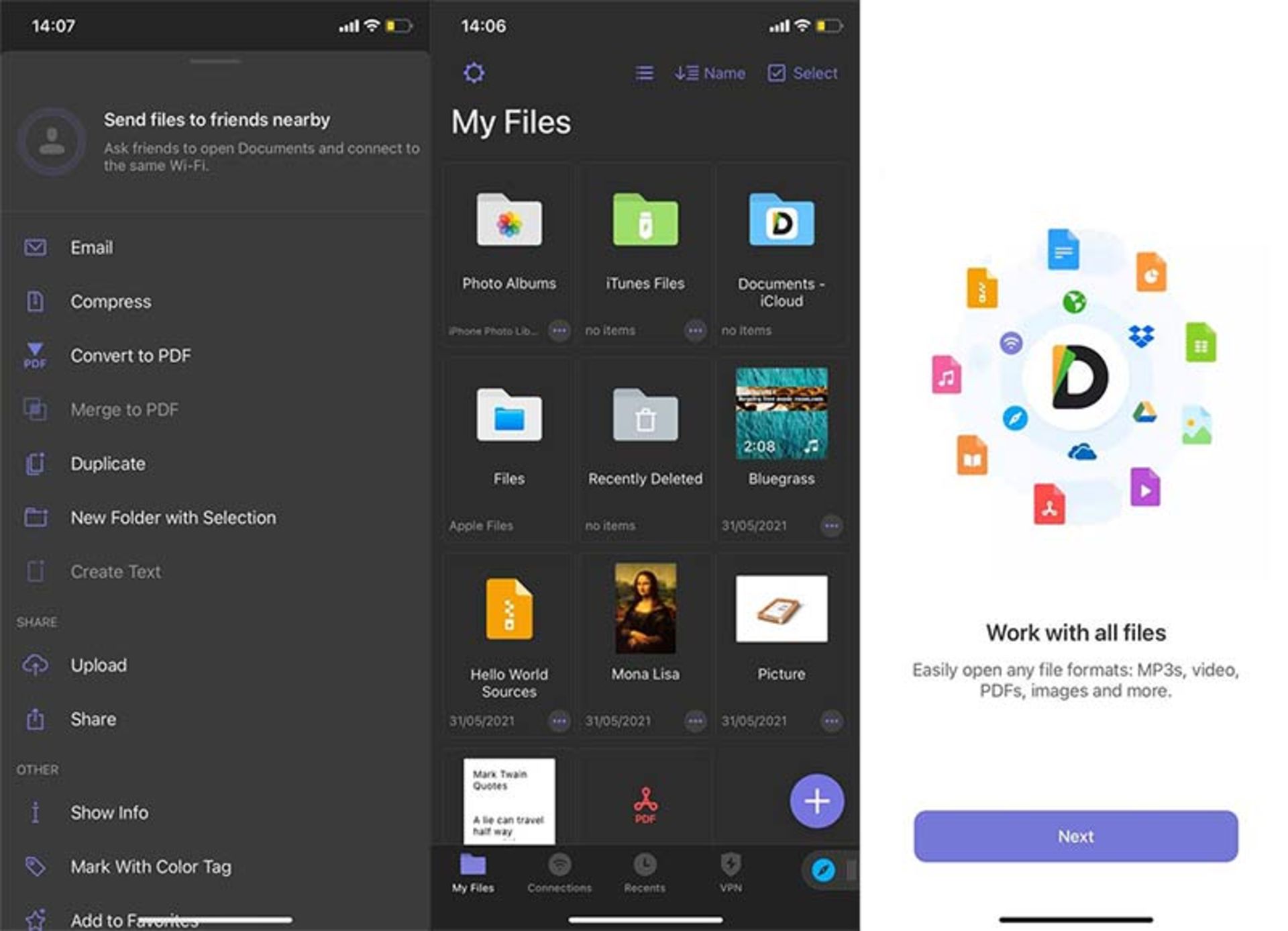 فشرده‌سازی فایل با اپ Documents