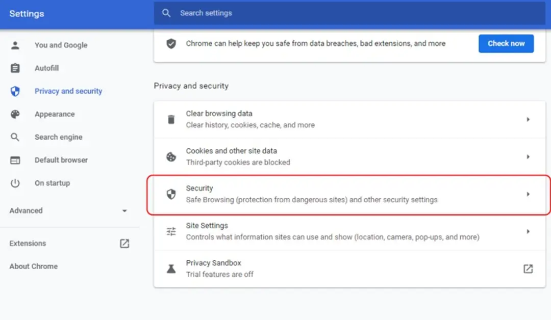 فعال کردن حالت enhanced safe browsing
