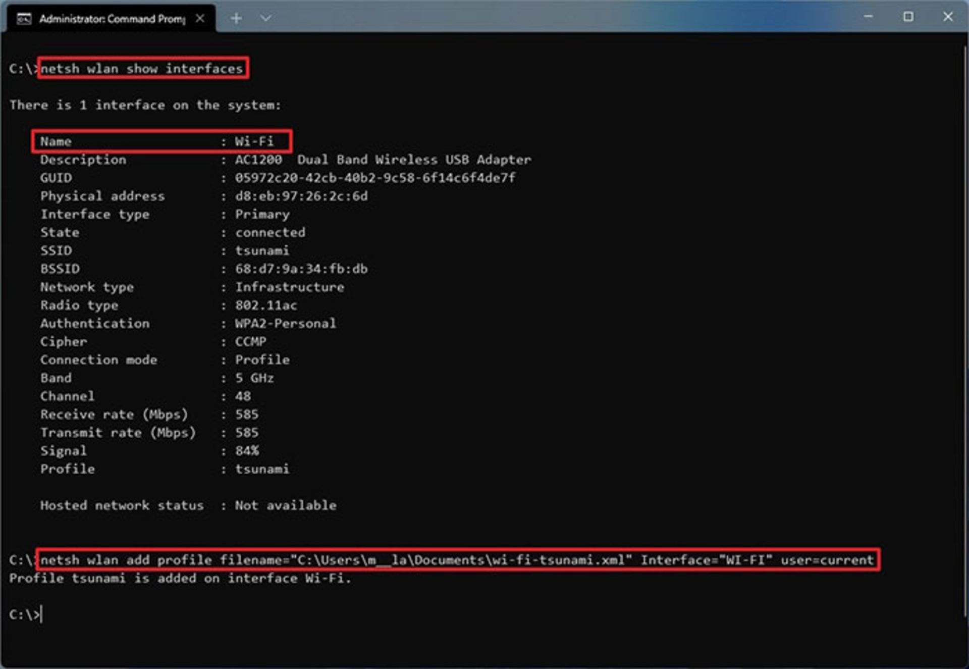 وارد کردن پروفایل