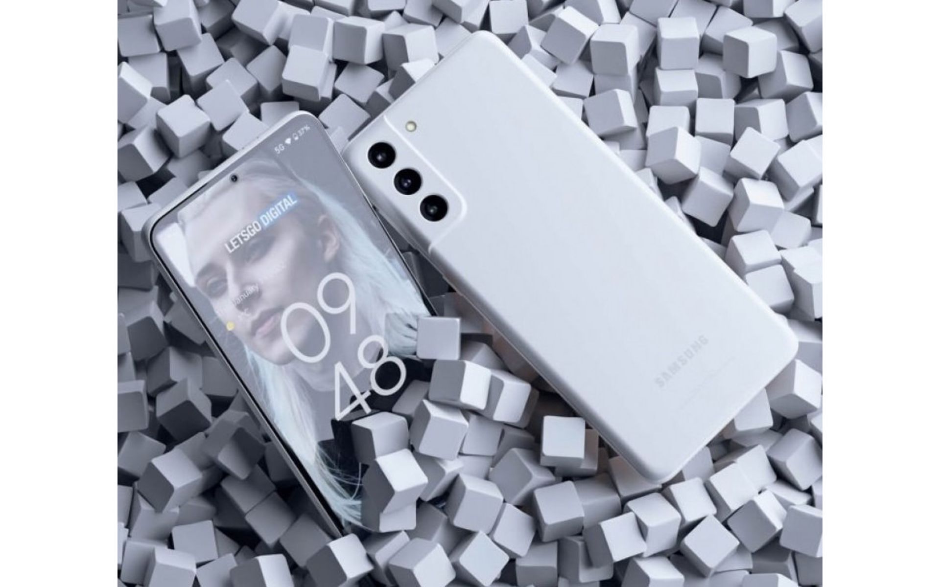 تصویر رندر گلکسی اس ۲۱ اف ای در رنگ سفید