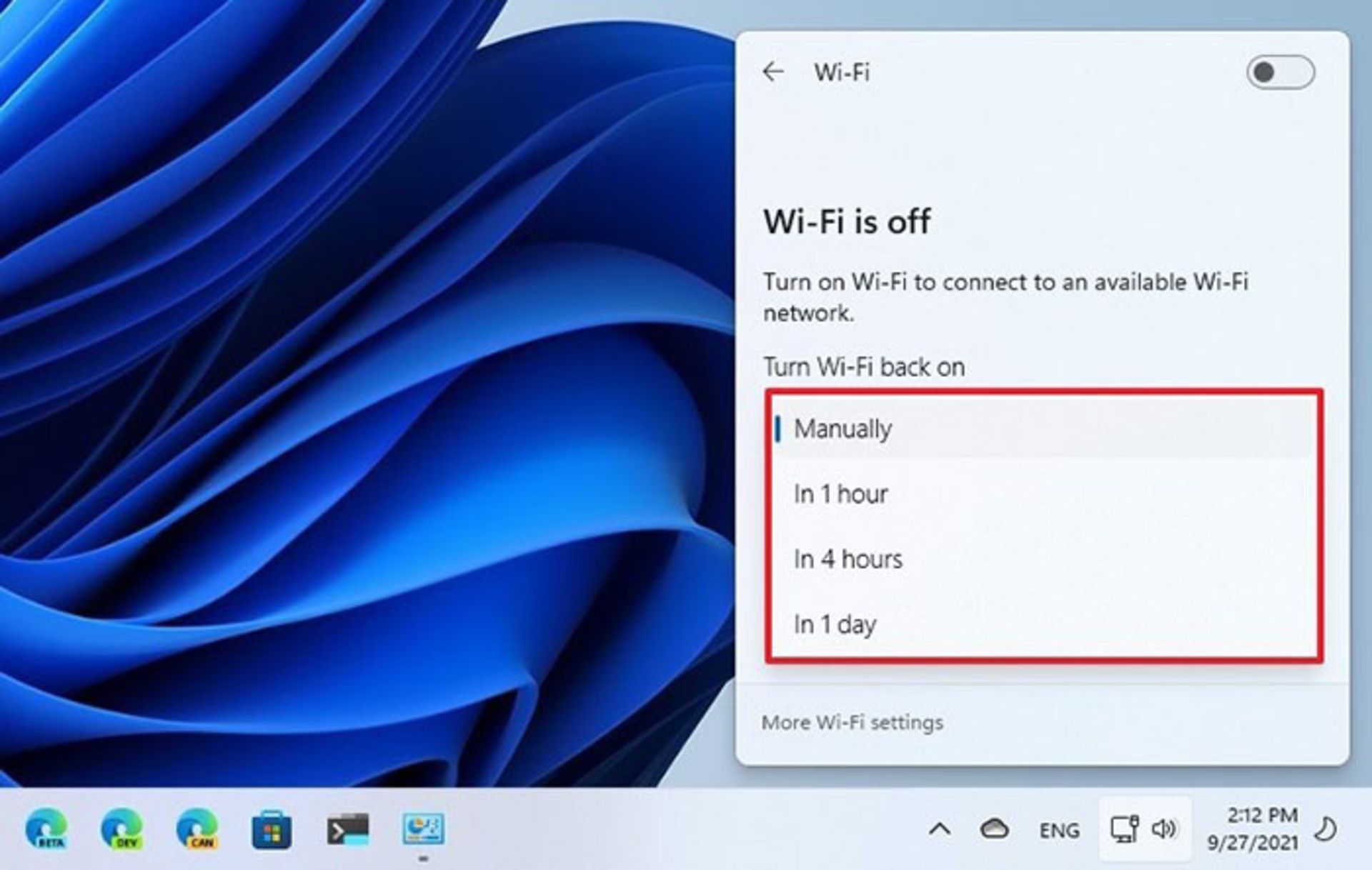 انتخاب زمان برای اتصال مجدد وای فای
