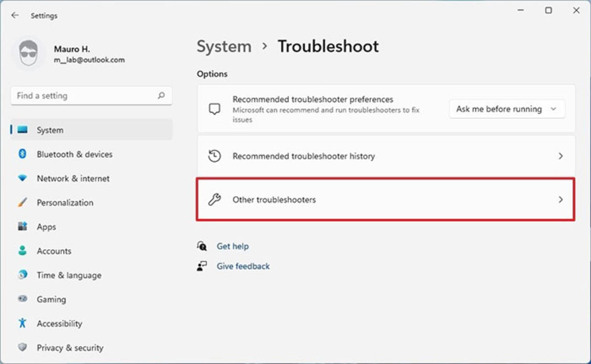 گزینه other troubleshooters