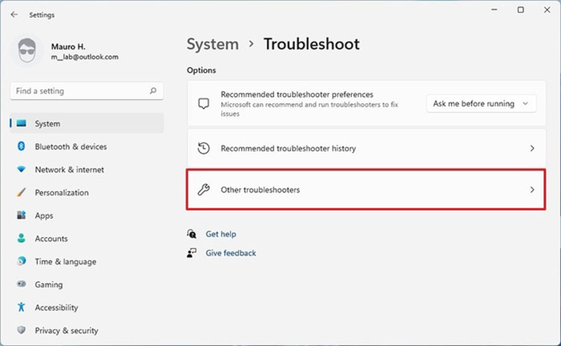 گزینه other troubleshooters