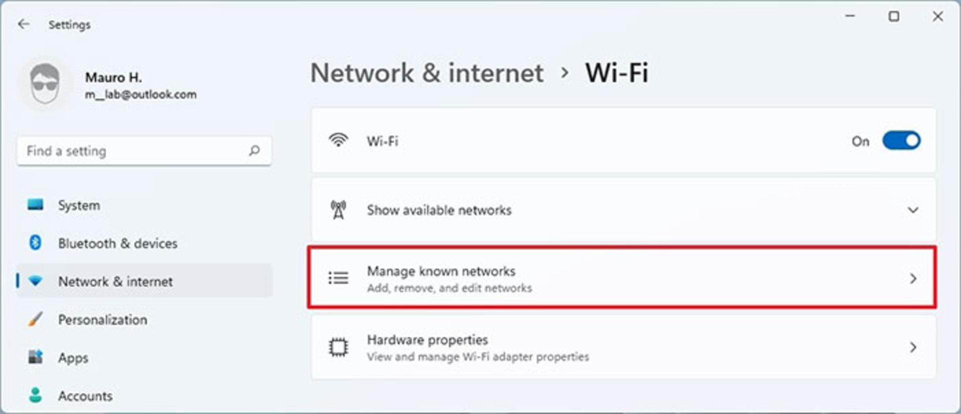 اتصال از طریق settings