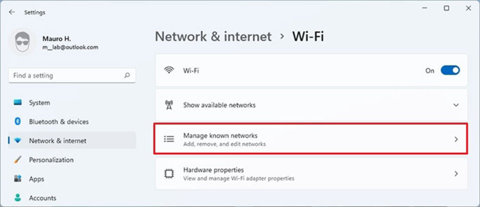 اتصال از طریق settings
