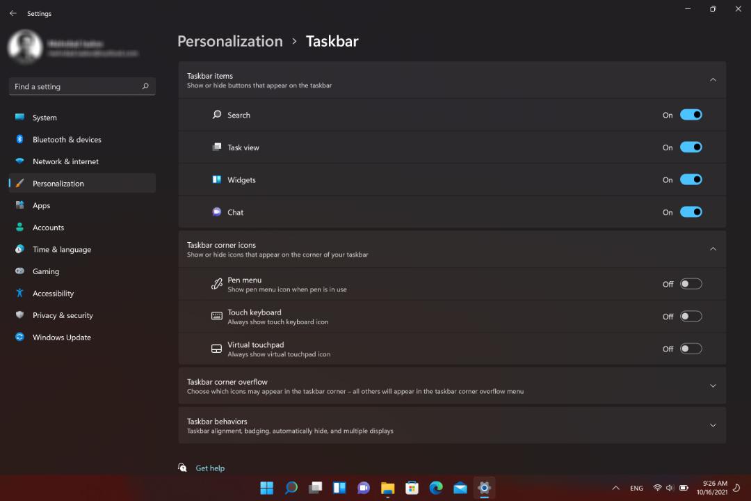 ادیت تسکبار ویندوز ۱۱