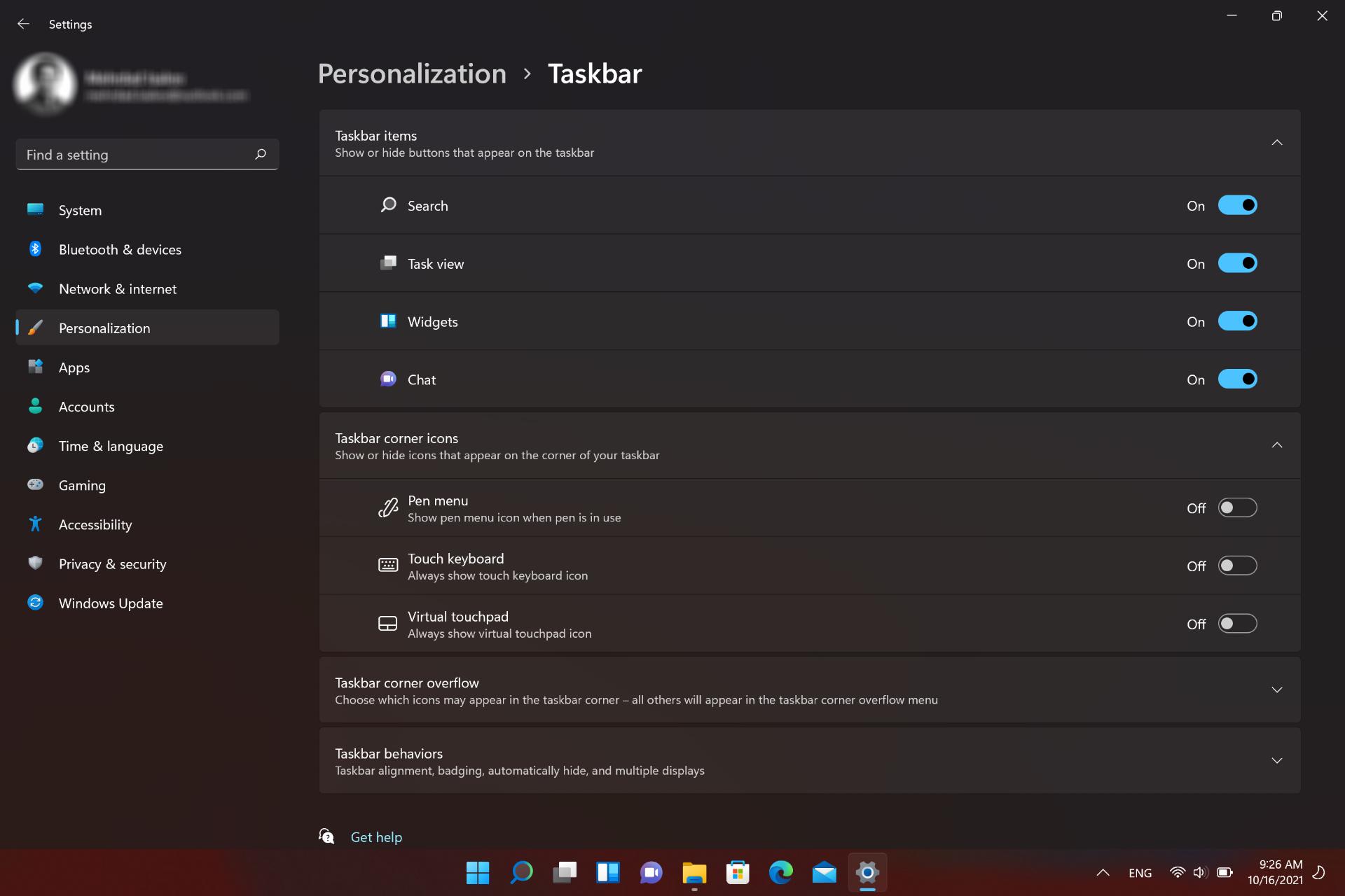 ادیت تسکبار ویندوز ۱۱