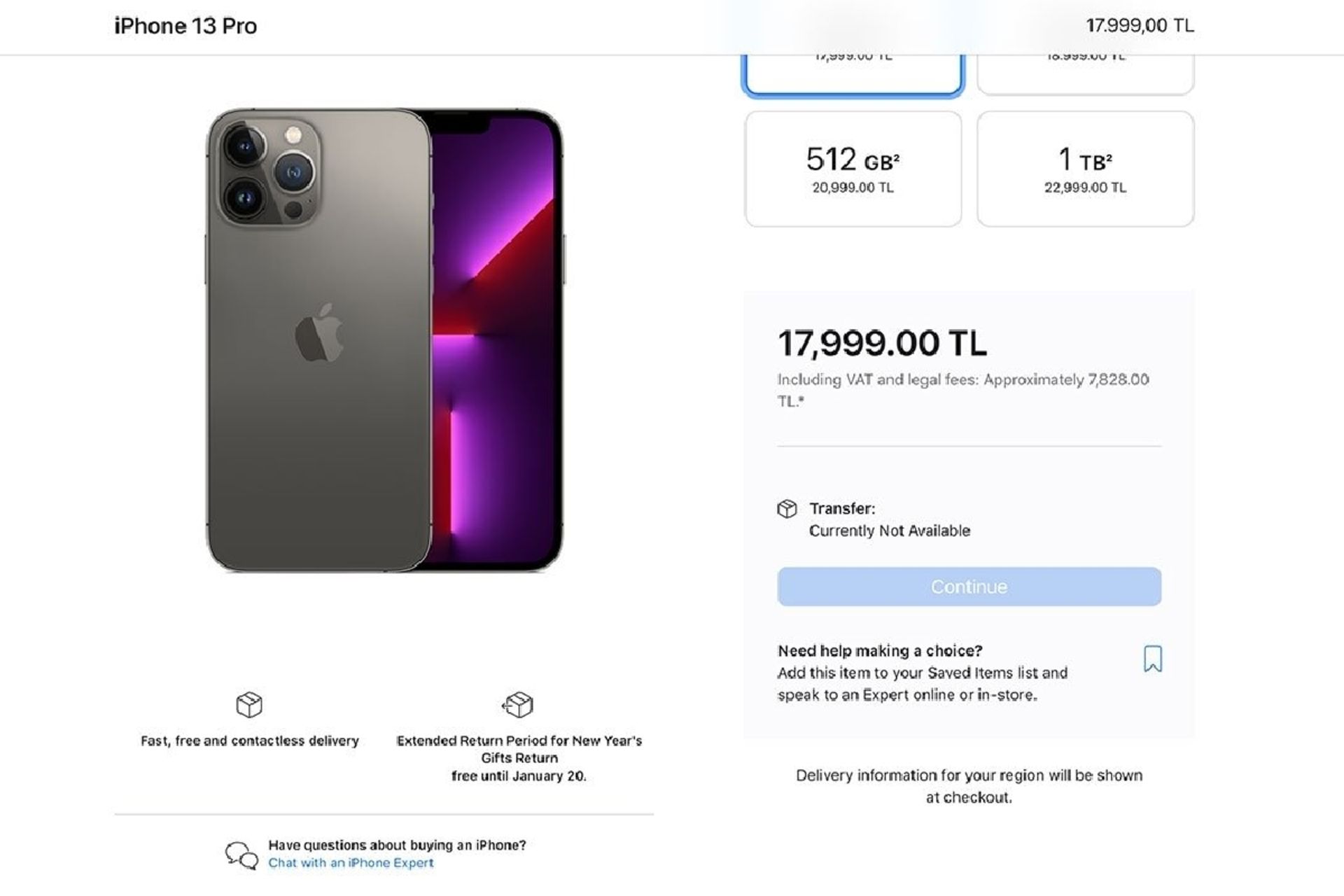 صفحه فروش آیفون در سایت اپل ترکیه