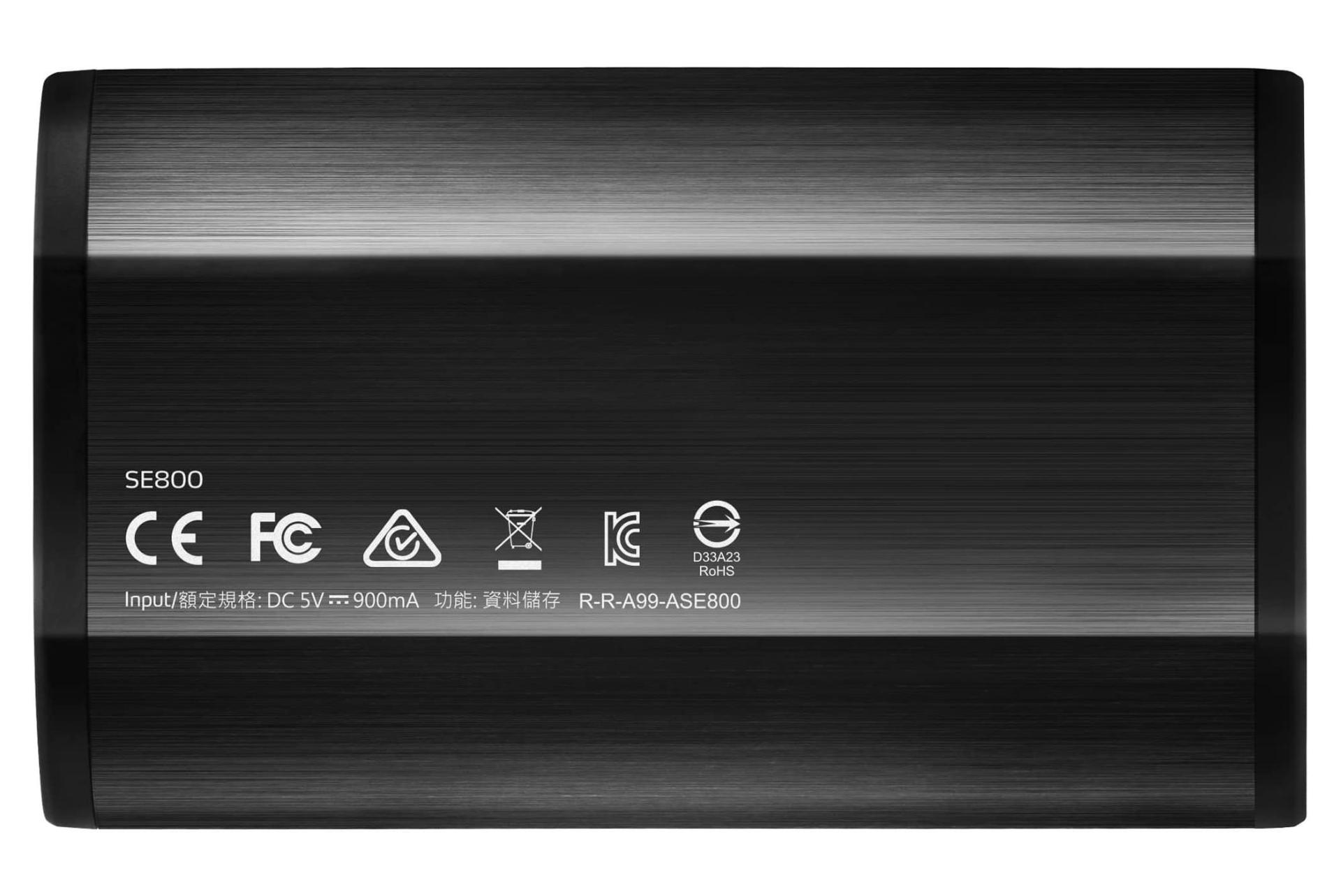 نمای پشت SSD ای دیتا SE800 USB 3.2 Gen 2 ظرفیت 512 گیگابایت