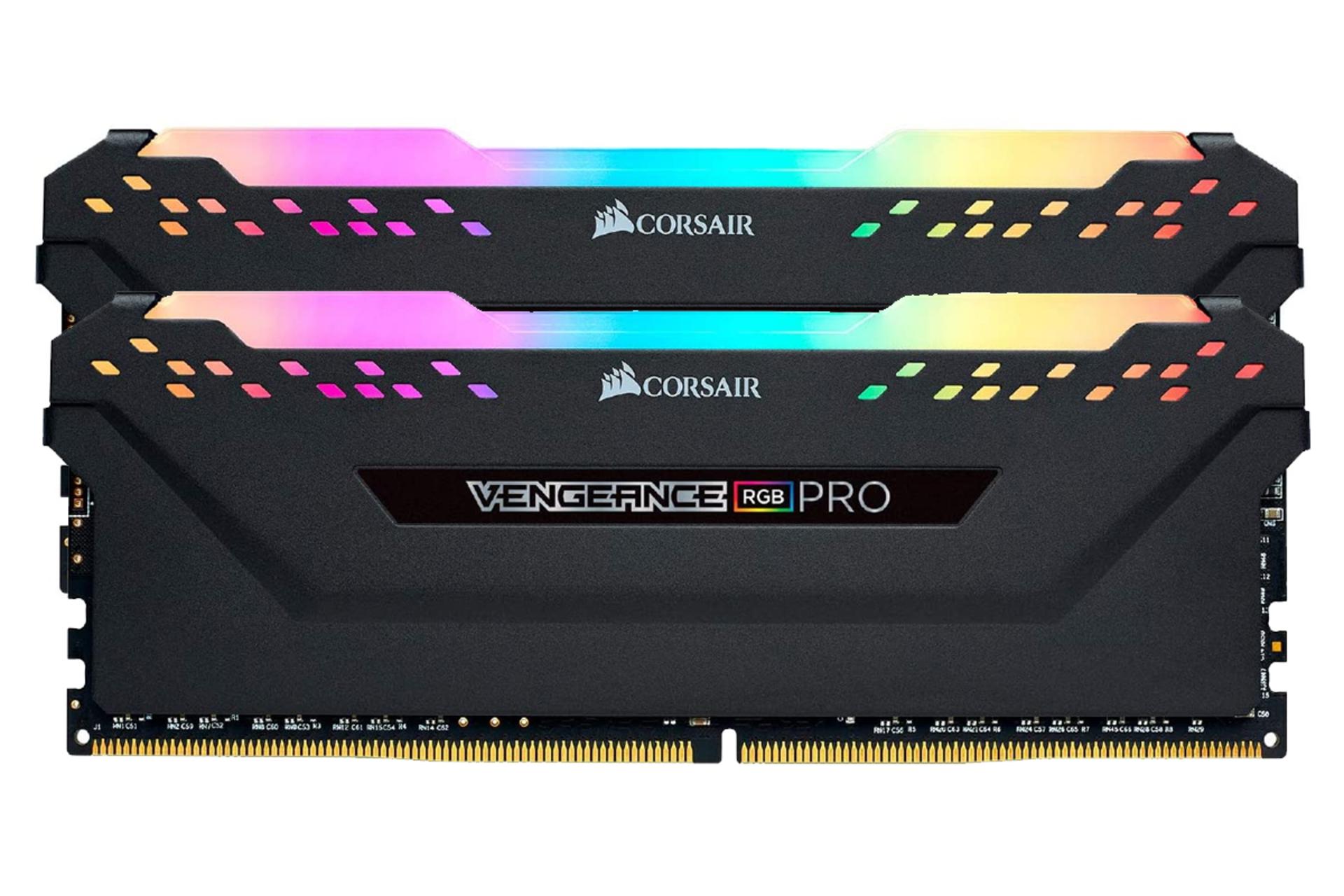 نمای جلو رم کورسیر VENGEANCE RGB PRO ظرفیت 16 گیگابایت (2x8) از نوع DDR4-3600