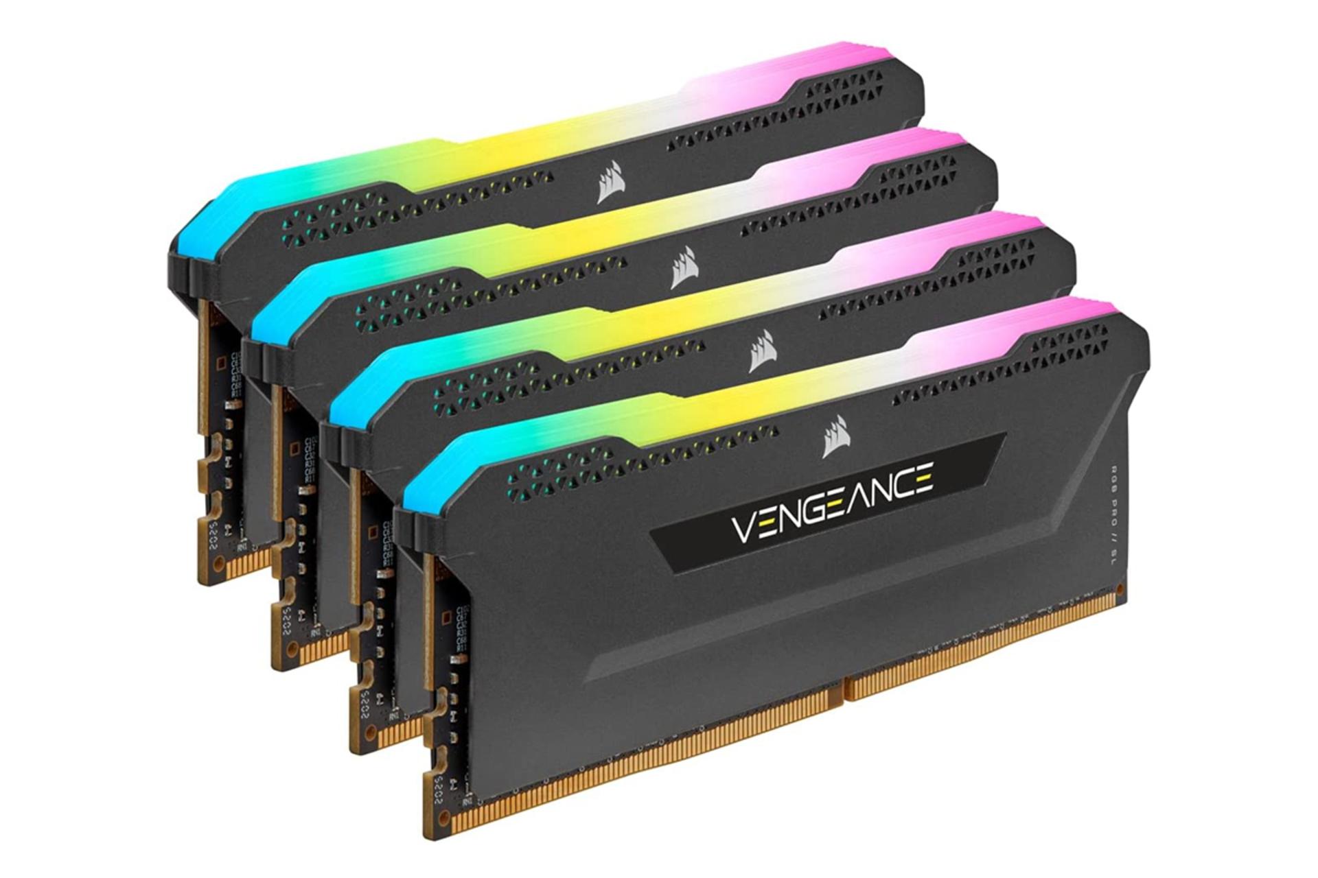 نمای کناری رم کورسیر VENGEANCE RGB PRO SL ظرفیت 64 گیگابایت (4x16) از نوع DDR4-3600