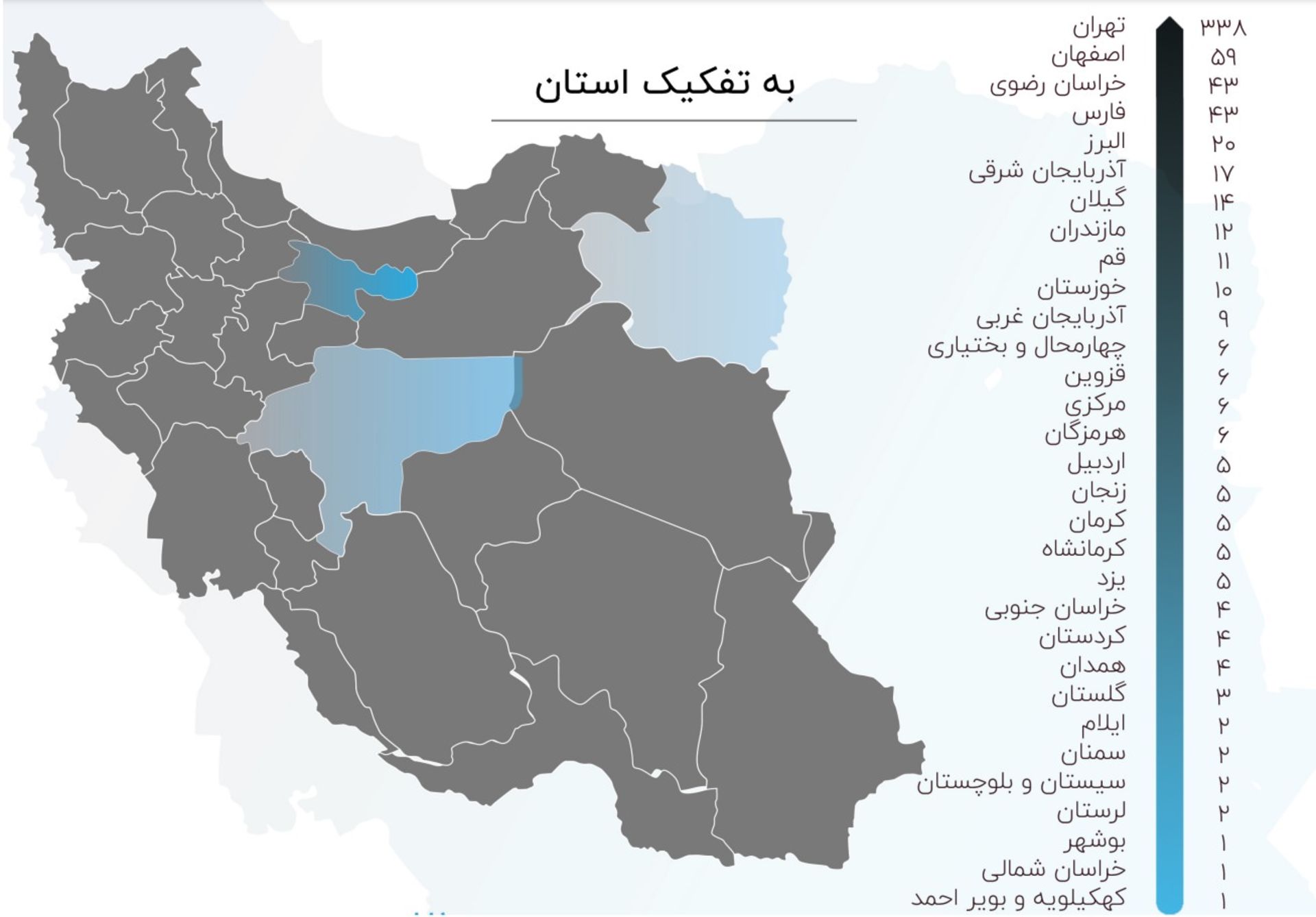 نقشه میزان مجوزهای صادره در کشور نیمسال ۱۴۰۰