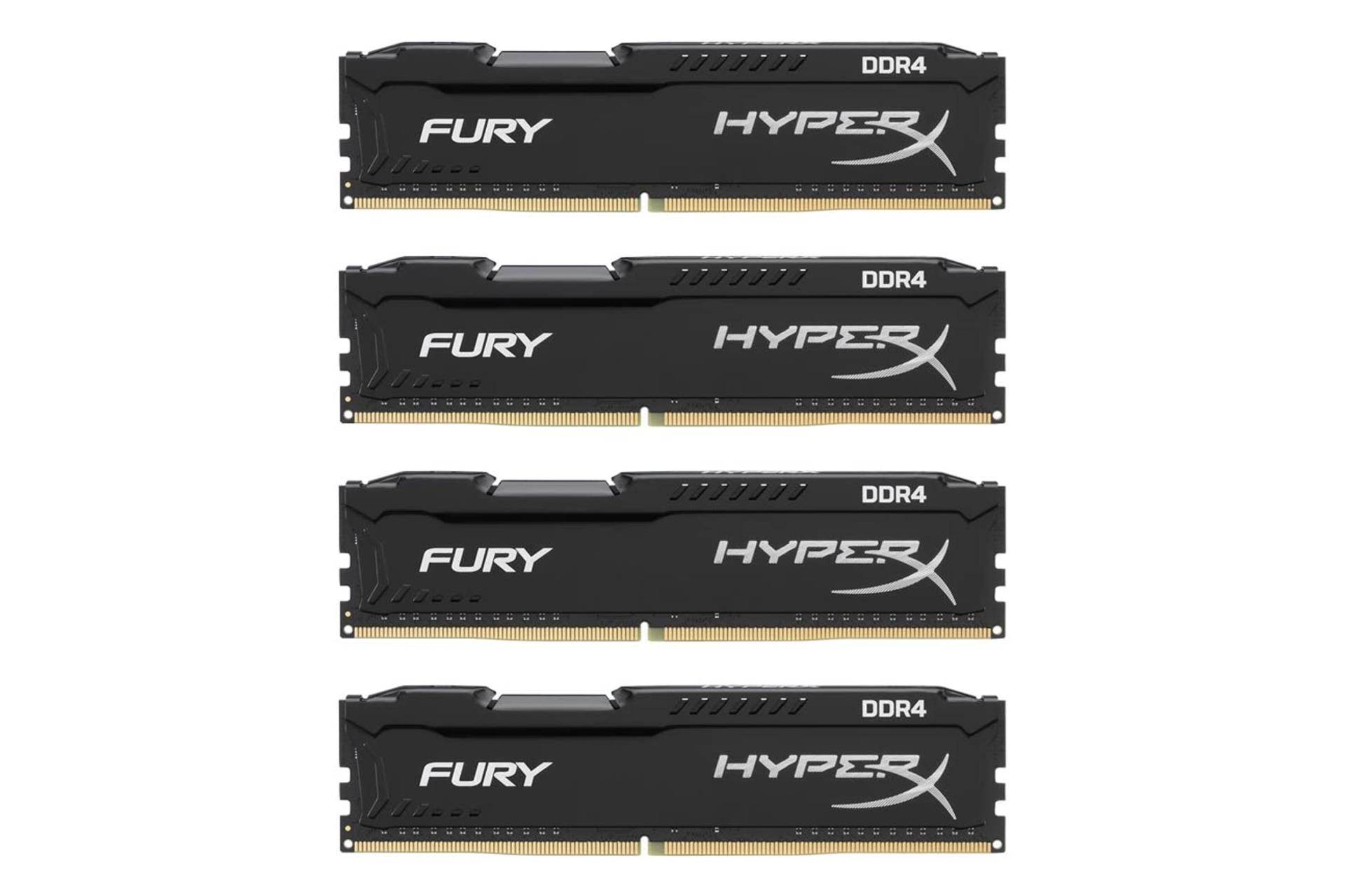 نمای جلو رم کینگستون HyperX Fury ظرفیت 16 گیگابایت (4x4) از نوع DDR4-2666