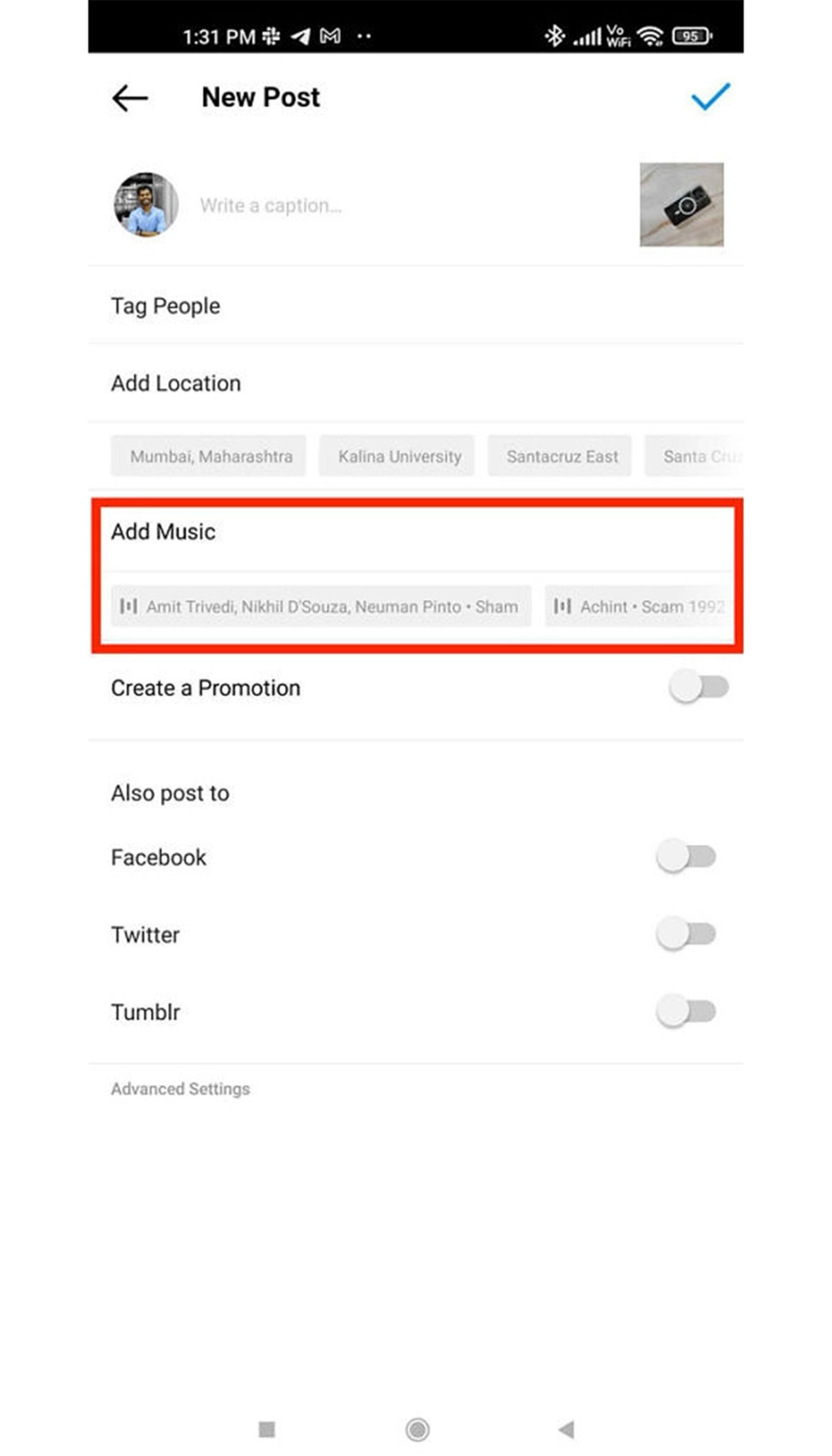قابلیت افزودن موسیقی به اینستاگرام