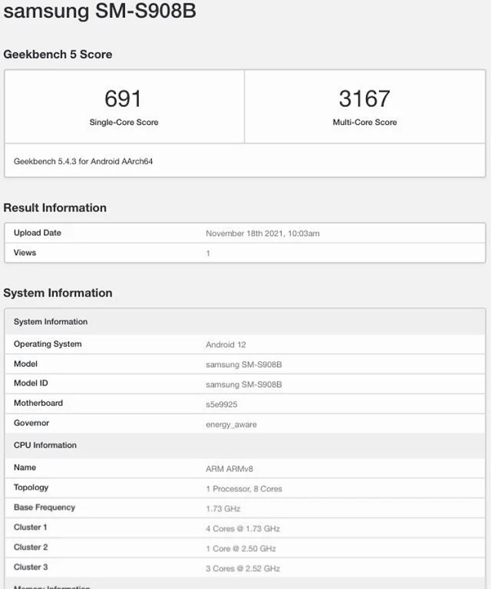 گلکسی اس ۲۲ الترا گیک بنچ