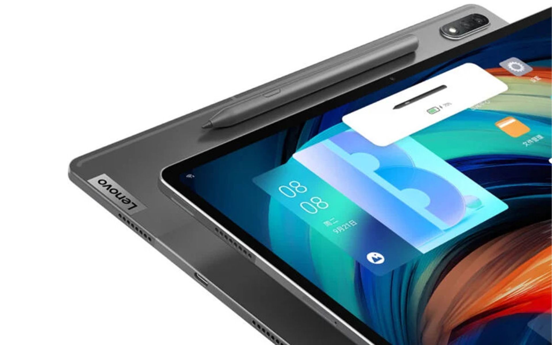 نمای جلو و پشت تبلت xiaoxin-pad-pro لنوو به‌همراه قلم